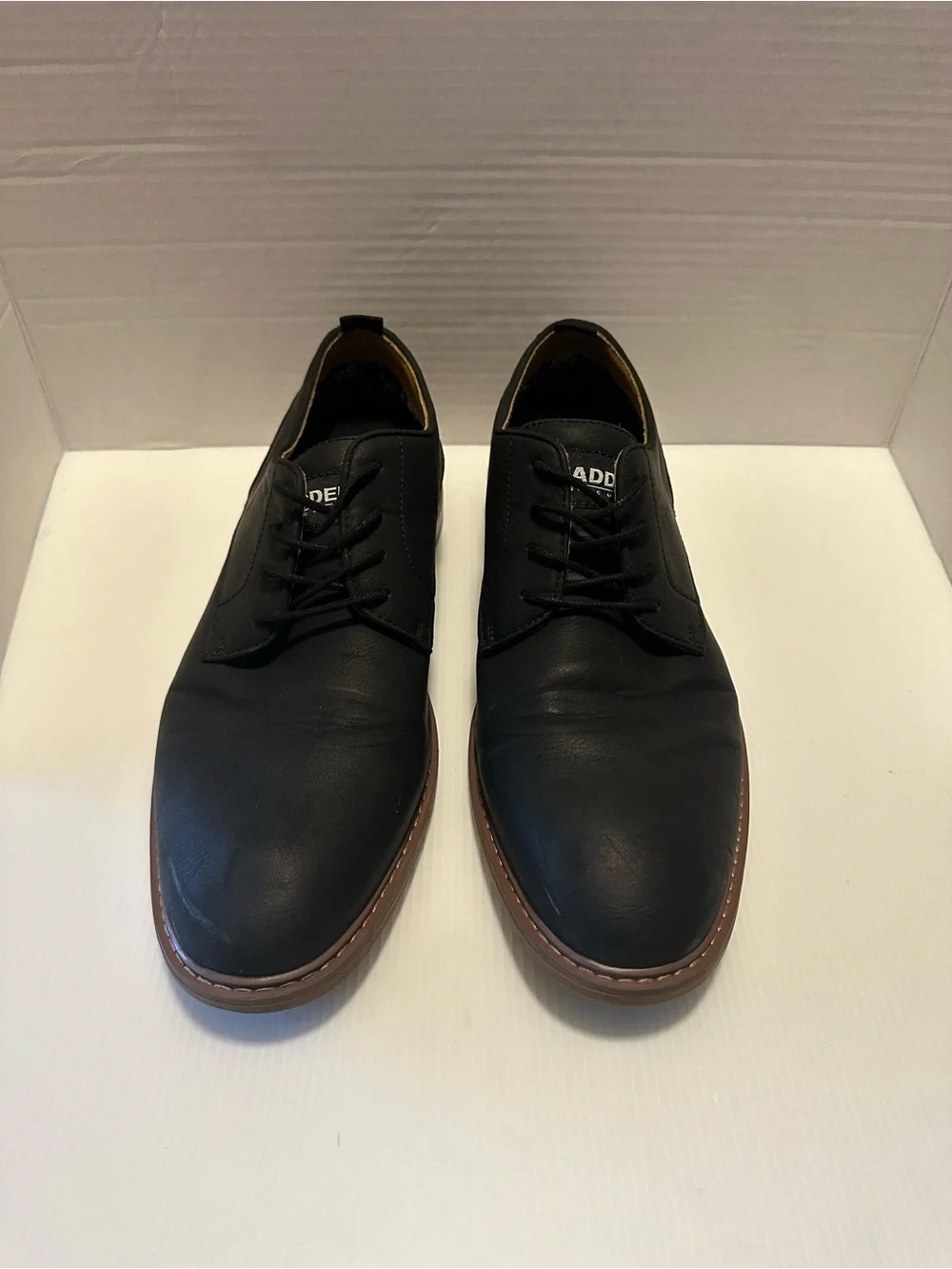 Steve Madden Black Derby Shoes with Brown Welt